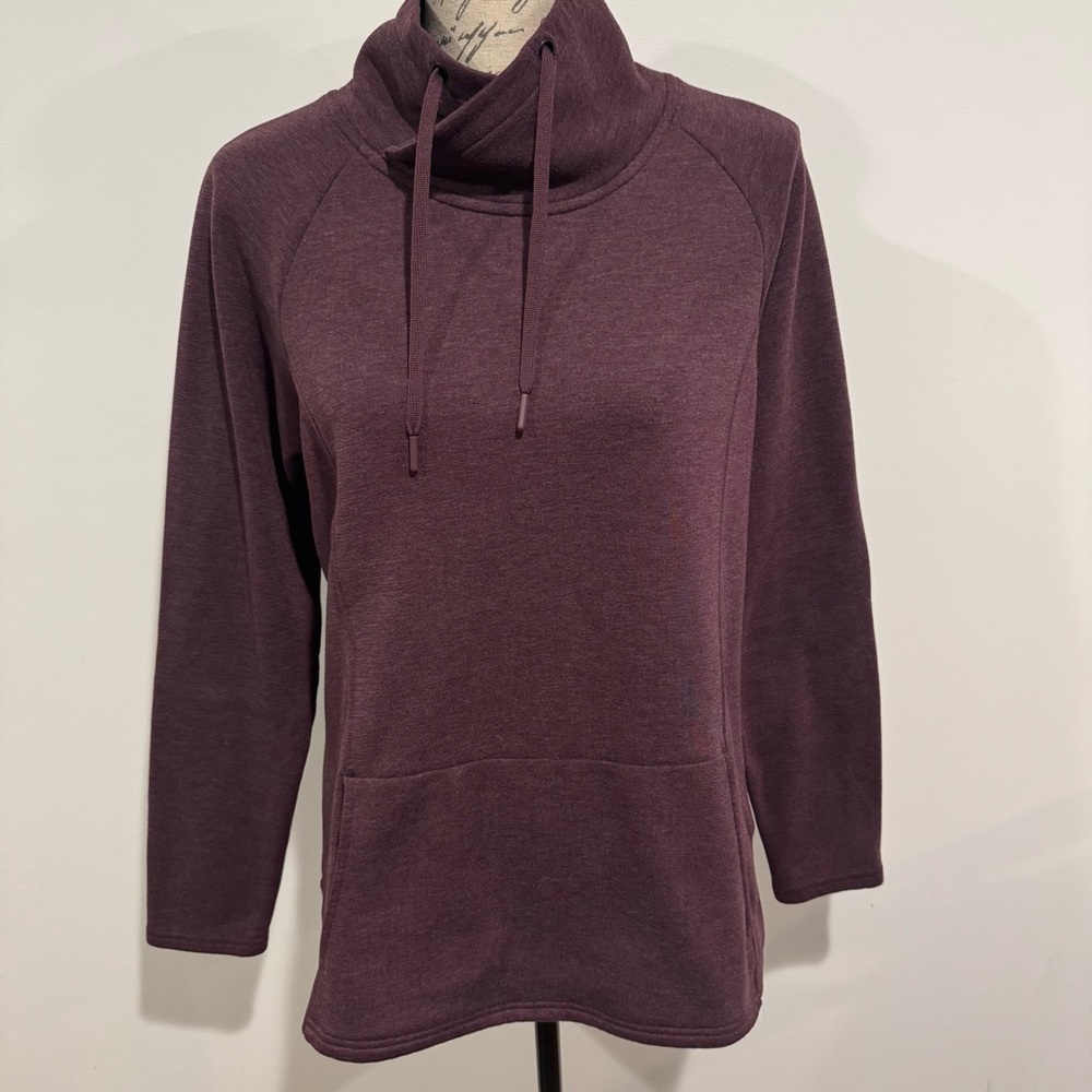 Kuhl Womens Lea Pullover Top Size Medium Burgundy Long Sleeve Cowl Neck Pockets